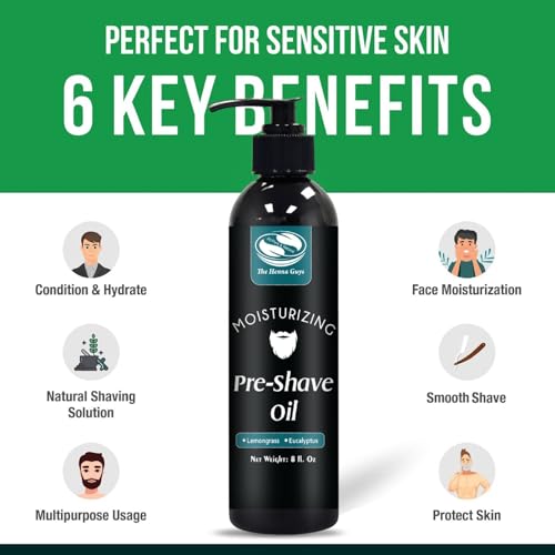 8 fl. Oz, Pre Shave Oil for Men, Excellent Shaving oil for Men with Sensitive Skin, Prepares for a burns free Shave, Works with Straight or Safety Razor (Lemongrass & Eucalyptus) - Image 4