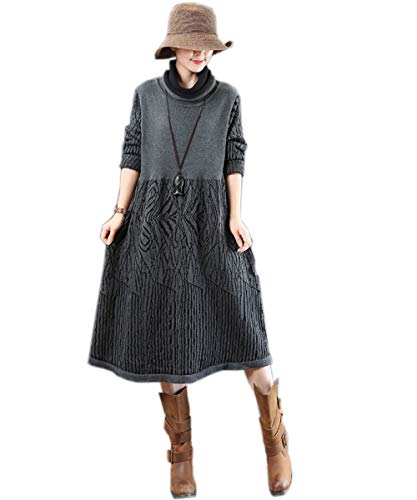 MedeShe Womens 100% Cotton Turtleneck Long Sleeve Casual Pullover Sweater Knit Loungewear