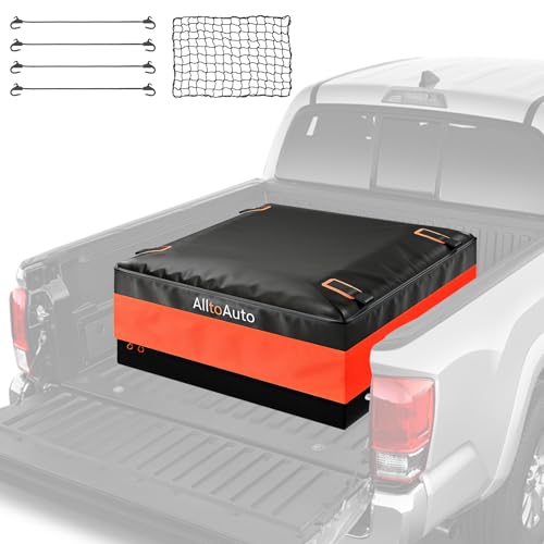 Truck Bed Cargo Bag with Cargo Net, 26 Cubic Feet (51''x40''x22''), 4'x6' Cargo Net Stretches to 8'x12', 100% Waterproof Heavy Duty PVC, Fits Any Truck Size, Convenient for Installation