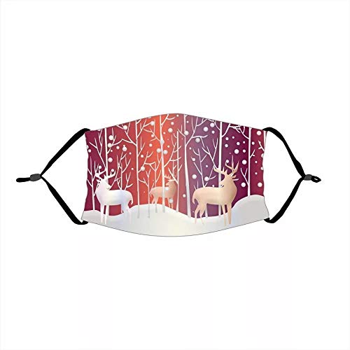 Christmas Print Outdoor Sports Cycling Face Mask Reusable Breathable Multi-Purpose Face Cover Half Face Facemask Filters Silk Milk Fabric (1PCS RED PURPLE DEERS)