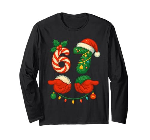 67 Christmas 6 7 Meme Pajamas Holiday Xmas Long Sleeve T-Shirt