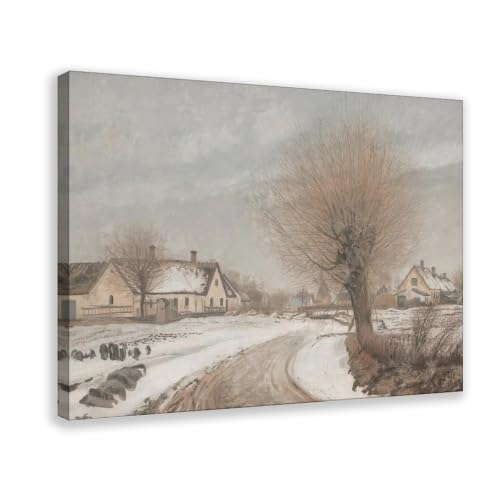 Poster paysage d'hiver rétro sur toile texturée durable de 40,6x61 cm