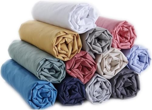 Lot de Draps Housses 90x190/200 cm Polycoton 57 Fils/cm² par 3 4 ou 6 lit 1 Place (4) Couleur aléatoire