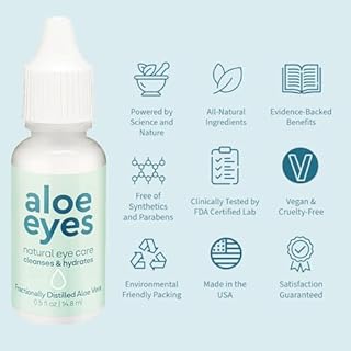 Aloe Eyes Drops - Preservative-Free Dry Eye Relief - Natural Eye Care - Alternative to Eye Wipes - Contact Lens Friendly - 0.5 Fl oz