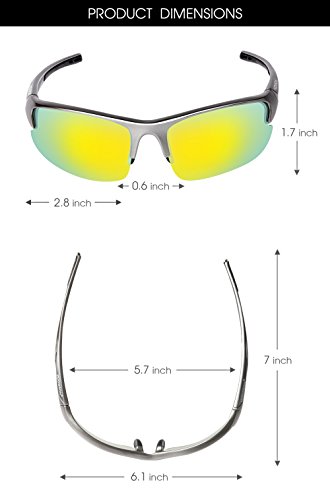 Polarized Sports Sunglasses for Men Women Cycling Fishing Outdoor Driving Golf Baseball Glasses TR Unbreakable (Gray-Orange) - Thumbnail 6