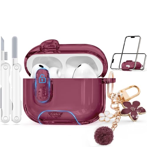 Image of for AirPods Pro 3 Case 2025 with Safety Lock,Wine Red