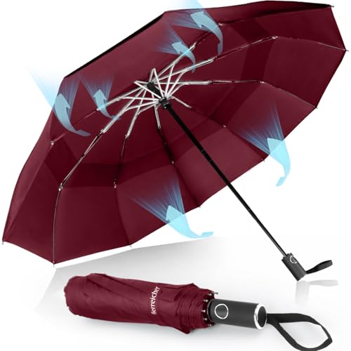 Herreicher - Herreicher Parapluie Pliant Résistant au Vent - Nouveau Automatique Parapluie Solide aux Tempêtes Portable Compact Double Toit Coupe-vent Ventilé De Voyage Grand Pour Homme et Femme ((Rouge)) - -10%
