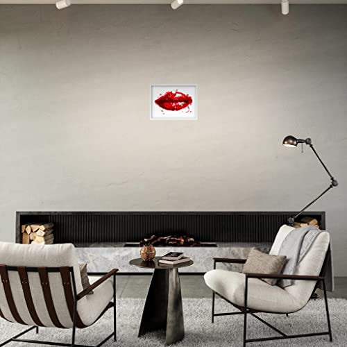 Décoration murale féminine avec lèvres rouges - Impression encadrée blanc 30x40 cm