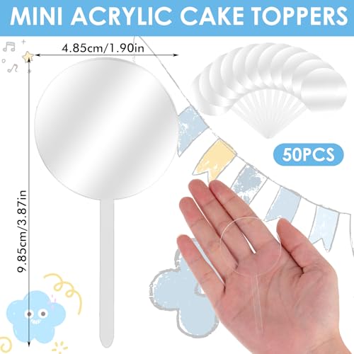 Lusofie 585838_1_7MVGGMI4 50Pcs Acrylic Blank Cupcake Topper 2 Inch Clear Cupcake Toppers Circle Transparent Acrylic Custom Cupcake Toppers thumb #1