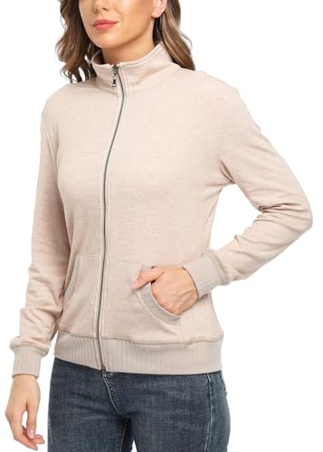 Women's Zip up Sweatshirt Jacket Stand Collar Hoodless Running Sweatshirt with Pockets4