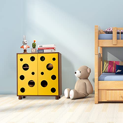 Lzymsz Accent Storage Cabinet With Door And Shelves, Free Standing Accent Side Cabinet, Large Cube Toy Box Storage Organizer For Kids Playroom Kindgarten Nursery Home Furniture (Yellow) #TOP4