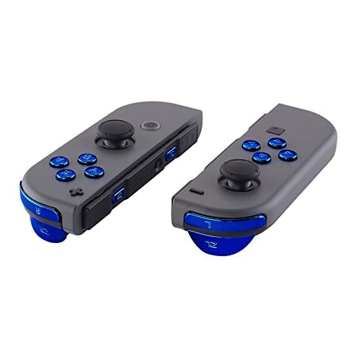 eXtremeRate Chrome Blue Replacement ABXY Direction Keys SR SL L R ZR ZL Trigger Buttons, Full Set Buttons Repair Kits with Tools for Nintendo Switch & Switch OLED Joy-con - JoyCon Shell NOT Included