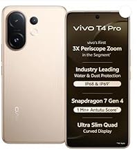 vivo T4 Pro 5G (Blaze Gold, 128 GB) (8 GB RAM) | 6500 mAh Battery | 7 Gen 4 Processor | 6.77" AMOLED Display | 50MP + 2MP + 50MP | 32MP Front Camera |