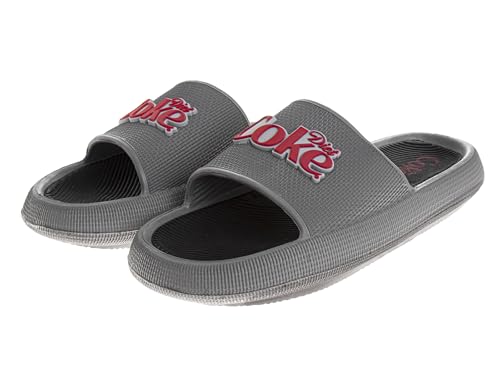Coca-Cola Slides Sandals For Men and Women Cherry Coke Diet Coke Soda Pop Slip-On Slippers-Grey Black Size 1112 Adult