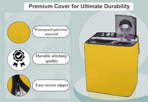 Image of Stylista Waterproof and Dustproof Polyester Washing Machine Cover Compatible for Godrej 7 Kg Semi-Automatic Top Loading WS EDGE CLS 70 5.0 PN2 GPGR, Yellow