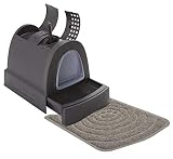 PETGARD Katzen-Klo mit Schublade - Tier-Toilette mit Vorlege-Matte - Hauben-Toilette mit Filter - Haustier-Klo - Katzen-Toilette - Schwarz