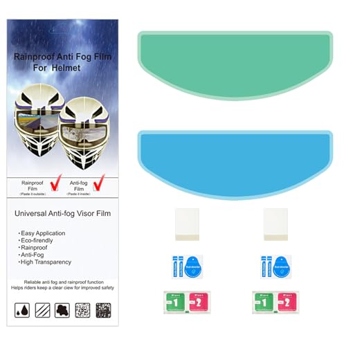 NOUKAJU Universal Motorcycle Helmet Waterproof Film+Anti Fog Film, Helmet Mask Waterproof Film,Motorcycle Helmet Shield, High Light Transmittance(Waterproof Film 1pack+Anti Fog Film 1pack)