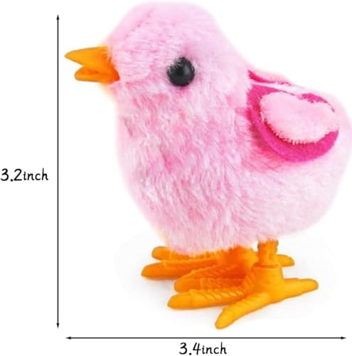 Image of Bunny and Jumping Chick Wind Up Toys Novelty Chicken Hopping Windup Toy for Kids Toddlers Adult Easter Egg Hunt Basket Stocking Stuffers Party Gifts [Multicolor] (4 PIC-Jumping Chick-Pattern Colour)