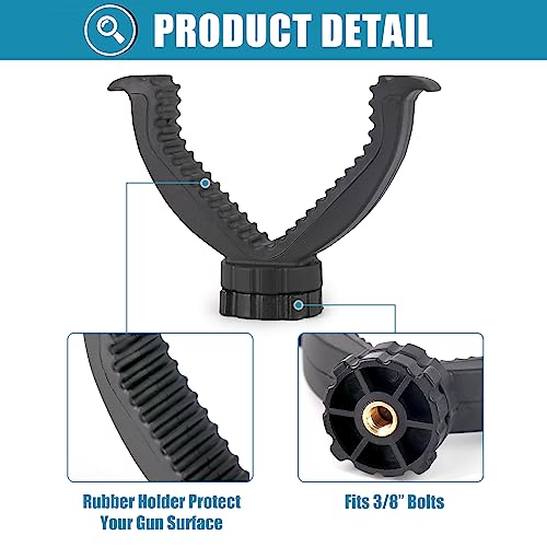 HUNTPAL 360° Rotatable V Yoke Gun Holder Rifle Rest for Shooting Stick Tripod Stand, Nylon Heavy Duty Mount Attachment with 2 Pcs 3/8\" to 1/4\" Screws for Shotgun Crossbow Hunting Tripod Bipod Monopod