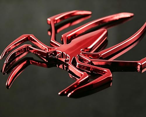 Image of 2 Pcs 3D Spider Chrome Emblems Badges Sticker Car Decoration Spider for Universal Car Vehicle, Truck, Motorcycle, RV, Scooter, SUV, Door, Window Red Spider(Red-B0CC1Y5BQQ)