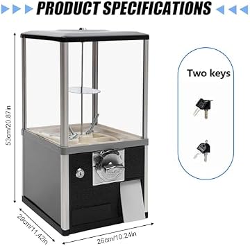 Gashapon Capsule Toy Machine - Coin-Operated Candy Dispenser, 360 Rotating Vending Machine for Arcades, Malls, Amusement Parks - Large Commercial Black Toy Machine