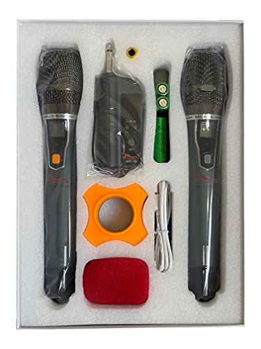 Dual Wireless Handheld Microphones Karaoke System with Rechargeable Receiver Plug and Play - Thumbnail 2