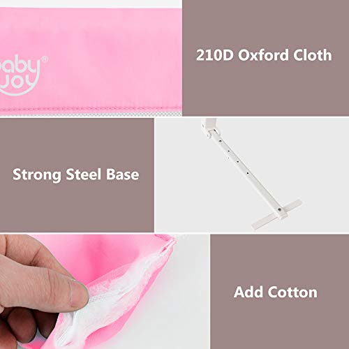 Baby Joy Bed Rails For Toddlers, 69 Inch Extra Long W/Safety Straps, Swing Down Safety Bed Guard For Convertible Crib, Folding Baby Bedrail For Kids Twin Double Full Size Queen & King Mattress (Pink) #TOP7