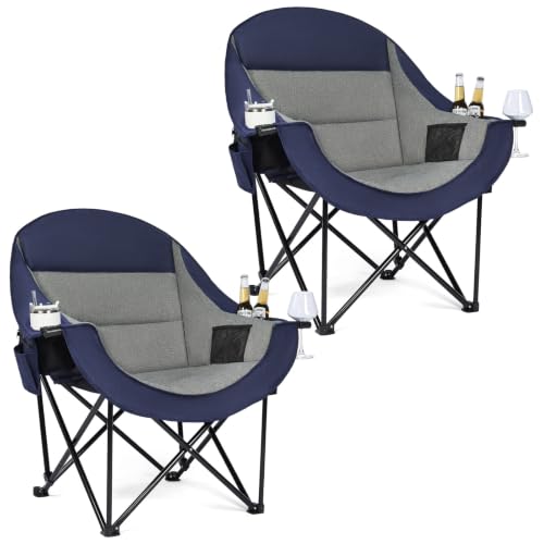Image of Oversized Camping Chair for Adults 2 Pack - Heavy Duty Outdoor Padded Chair