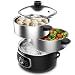 Cecotec Cuiseur à Vapeur électrique Vapovita 3000 INOX, 3 paniers indépendants, Bol de Cuisson du Riz, Supports de Cuisson des œufs, Minuterie de 60 minutes, 2 Entrées d'Eau Latérales, Gris, 800 W