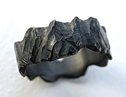 rustic viking ring hand carved, mens forged ring black silver, rugged silver ring, wide mens ring si rustic viking ring hand carved, mens forged ring black silver, rugged silver ring, wide mens ring si
