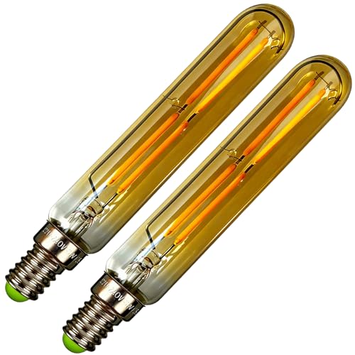 TIANFAN Paquete de 2 bombillas LED de 4 W T20 de filamento LED tubular E14 Edison pequeña base 2700 K bombilla Edison blanca cálida (Dorado)
