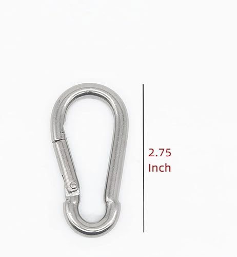 Miniatura 3 de Xindejia Paquete de 5 hebillas de gancho de resorte de acero inoxidable 304 de 2.75 pulgadas, mosquetón de clip, llavero, broche de presión,