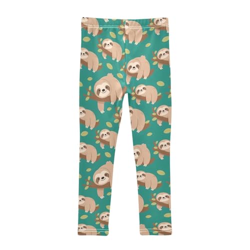 Cute Sloth Tree Branch Girls Leggings Soft Stretch Workout Yoga Dance Pants for Kids Casual Tights2