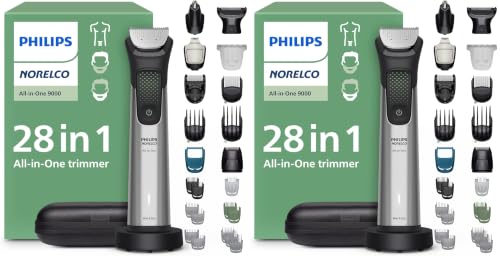 Image of Philips Norelco All-in-One 9000 Series 28-Piece Trimmer - Electric Shaver and Clipper for Face, Beard, Head & Body, Self-sharpening Full Metal Blades, 27 Length Settings (0.5-20 mm), MG9585 /49