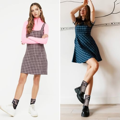 3 Pairs Black Lace Socks Women, Lace Sheer Socks, Women's Ankle Ruffle Frilly Fishnet Sock Summer Sexy Girls Thin Fashion Sexy Stockings Transparent All Black 6