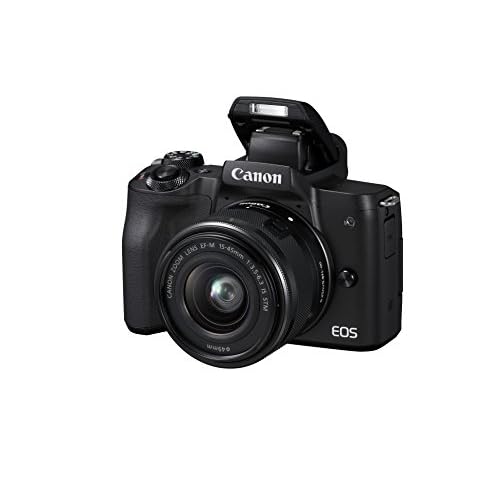 Canon EOS M50 spiegellos Systemkamera (24,1 MP, dreh- und schwenkbares 7,5 cm (3 Zoll) Touchscreen LC-Display, Digic 8, 4K Video, OLED EVF, WLAN, Bluetooth) mit Objektiv EF-M 15-45mm IS STM schwarz