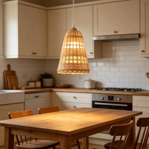 Suspension en bambou tressé main lustre artisanal d'exception