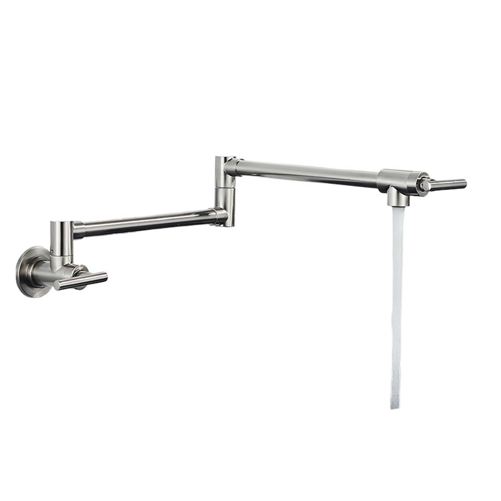 Gqnblvhzupdm A-Brushed Nickel Kitchen Faucets, Chrome Nickel Black Brass Pot Filler Tap, Wall Mounted Kitchen Faucet, Single Cold Hole Rotate Folding Spout(A-Brushed Nickel)