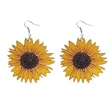 tianwlio orecchini pendenti da donna, con cristalli di girasole, bellissimi e alla moda, grandi orecchini in legno, tendenza 3d, temperamento e girasole, stile lungo (giallo, taglia unica)