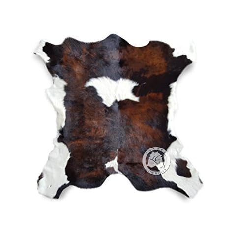 Sunshine Cowhides 100% Genuine Calfskin Tricolor Exotic Calf Hide Cowhide Rug - Modern Style Animal Skin Rug & Floor Carpet for Living Room, Bedroom, Kitchen & More - Small (3 x 3 Ft.) Cover