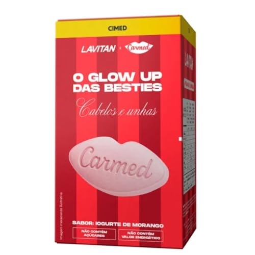 Lavitan Carmed O Glow Up das Besties Cabelos e Unhas Sabor Iogurte de Morango 60 Comprimid... Lavitan Carmed O Glow Up das Besties Cabelos e Unhas Sabor Iogurte de Morango 60 Comprimid...