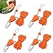4 Stück Seilratsche,4 M Winddichtes Outdoor Seil mit Ratsche, Abspannseile mit Seilspanner für Outdoor Camping Markise(Orange)