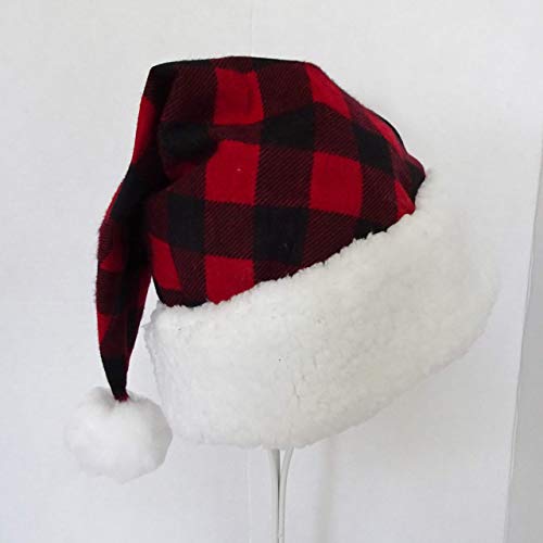 Black and red plaid santa hat Clearance