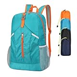 levayhill 25L Hiking-Backpack Foldable-Sports Daypack-Camping Collapsible Bag Water Resistant Lightweight Travel Men Women (Lake Blue)