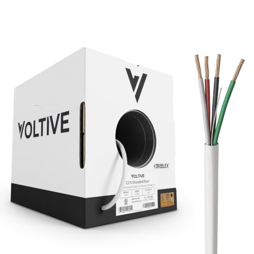 Voltive 22/4 Stranded Alarm Wire, Riser CL3R, White, 1000ft - 22AWG, 4 Conductors, Stranded Bare Copper, UL Listed - V-1293-1
