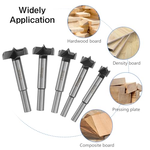 5 Stück Forstnerbohrer Set 15-35mm mit Aufbewahrungsbox, Topfbohrer Lochbohrer Holz Werkzeug Holzfräser Forstnerbohrer 35mm 30mm 25mm 20mm 15mm