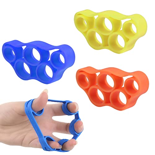 RALIS - Finger Stretcher Resistance Bands, 3 Pcs Hand Grip Strengthener, Finger Exerciser Stretcher, Extensors Training Bands & Hand Grip Ring Muscle Power Training Rubber Ring Exerciser Gym Expander for Muscle Pain Relief and Therapy