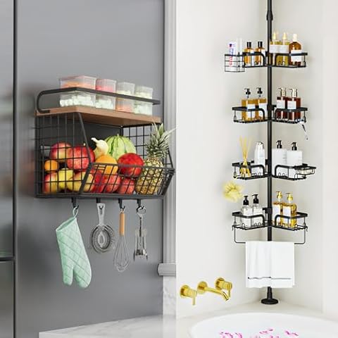 Clothink Coner Shower Caddy& Magnetic Shelf for Fridge Cover