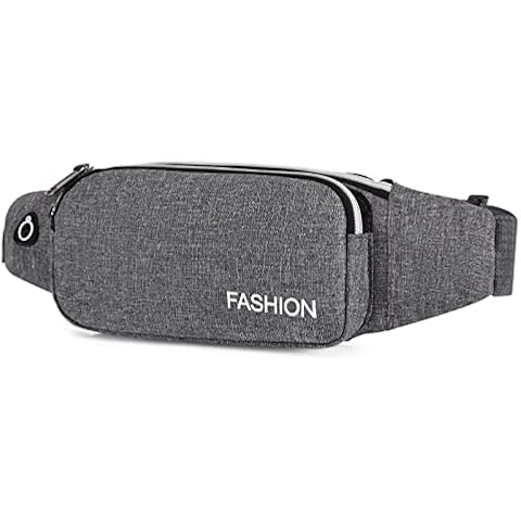 Qiccijoo Fanny Pack, Waist Bag with 2-Zipper Pockets, Running Belts for Men Women, Fashion Waist Pack for Running Travel Walking Hiking Cycling (Grey) Cover