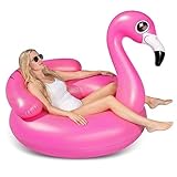 JOYIN 45“/112cm Fancy Aufblasbar Flamingo Schwimmring Swimmingpool-Flöße Wasser Pool Luftmatratze mit Kühlhalter Spielzeug für Wasserpartys Sommerparty